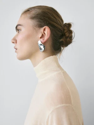 Sweter Z Wełnianej Dzianiny Z Półgolfem − Studio - Kość Słoniowa - - Massimo Dutti - Kobieta