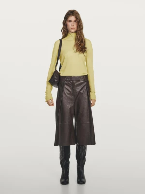 Dzianinowy Sweter Z Półgolfem Ze 100% Wełny − Studio - Limonka - - Massimo Dutti - Kobieta