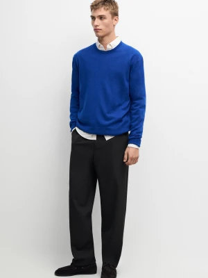 Dzianinowy Sweter Z Prążkowanej Dzianiny Ze 100% Kaszmiru - Niebieski - Massimo Dutti - Male