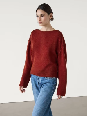 Dzianinowy Sweter Z Przeszyciami Na Ramionach - Ciemnoczer - - Massimo Dutti - Kobieta