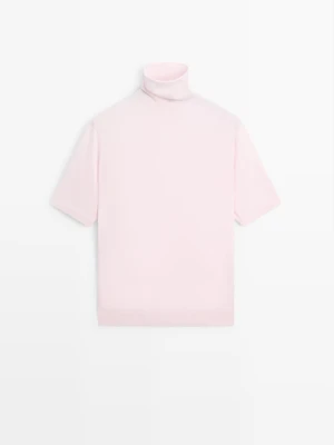 Dzianinowy Sweter Z Wełną I Golfem - Blady Róż - Massimo Dutti - Female