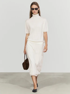 Dzianinowy Sweter Z Wełną I Golfem - Surowy - Massimo Dutti - Female