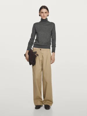 Dzianinowy Sweter Z Wełną Z Golfem - Szary Antracytowy - - Massimo Dutti - Kobieta