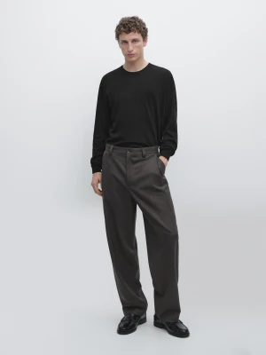 Zdjęcie produktu Dzianinowy Sweter Ze 100% Wełny Merynosów - Czarny - - Massimo Dutti - Mężczyzna