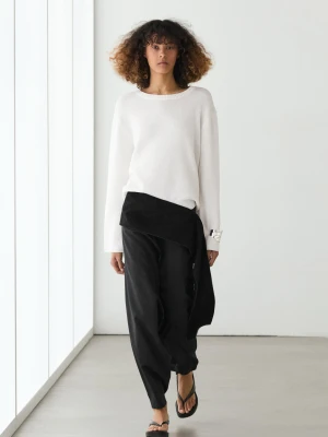 Dzianinowy Sweter Ze 100% Bawełny Merceryzowanej - Biały - - Massimo Dutti - Kobieta