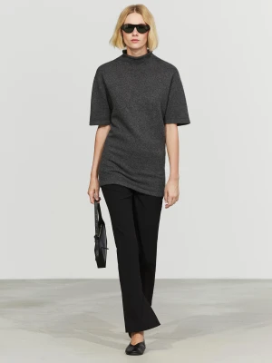 Dzianinowy Sweter Ze 100% Kaszmiru Z Krótkim Rękawem - Szary - Massimo Dutti - Female