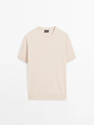 Dzianinowy Sweter Ze 100% Kaszmiru Z Okrągłym Dekoltem - Beżowy - Massimo Dutti - Female