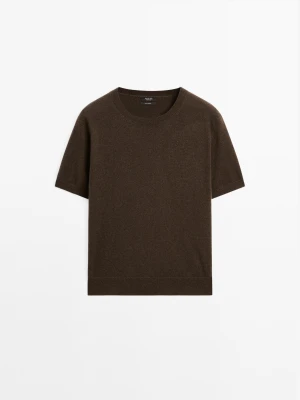 Dzianinowy Sweter Ze 100% Kaszmiru Z Okrągłym Dekoltem - Brązowy - - Massimo Dutti - Female