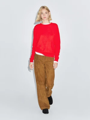 Dzianinowy Sweter Ze 100% Kaszmiru Z Okrągłym Dekoltem - Pomarańczowy - - Massimo Dutti - Kobieta