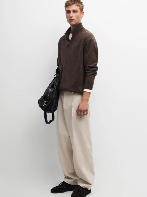Dzianinowy Sweter Ze 100% Kaszmiru Z Półgolfem - Mokka - Massimo Dutti - Male