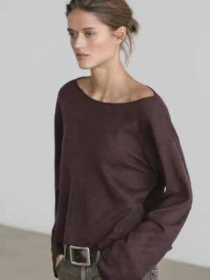 Dzianinowy Sweter Z Wełny - Czekoladowy - - Massimo Dutti - Kobieta