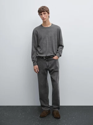 Dzianinowy Sweter Ze 100% Wełny Merynosów - Szary Antracytowy - - Massimo Dutti - Mężczyzna