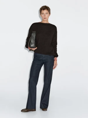 Dzianinowy Sweter Ze 100% Wełny W Paski - Czekoladowy - - Massimo Dutti - Kobieta