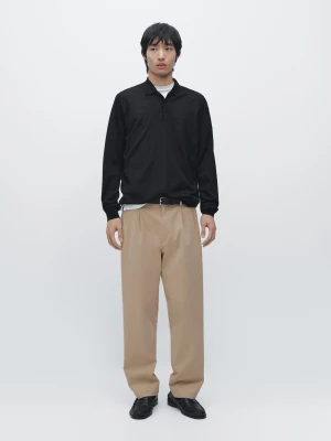 Zdjęcie produktu Dzianinowy Sweter Ze 100% Wełny Z Kołnierzykiem Polo - Czarny - - Massimo Dutti - Mężczyzna