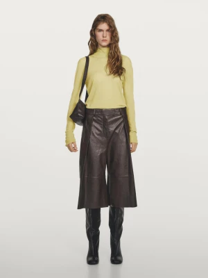 Dzianinowy Sweter Ze 100% Wełny Z Półgolfem − Studio - Limonka - - Massimo Dutti - Kobieta