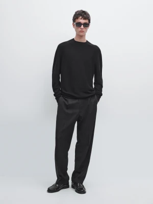 Dzianinowy Sweter Z Wełny Z Rękawem Raglanowym - Czarny - - Massimo Dutti - Mężczyzna