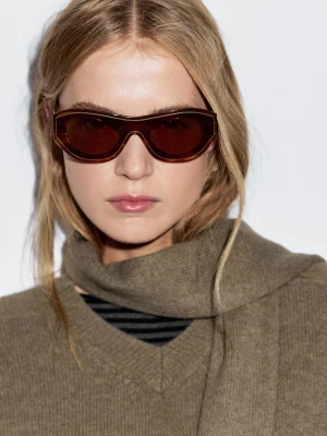 Dzianinowy Sweter Ze 100% Wełny Z Szalikiem I Kieszenią - Zielony - - Massimo Dutti - Kobieta
