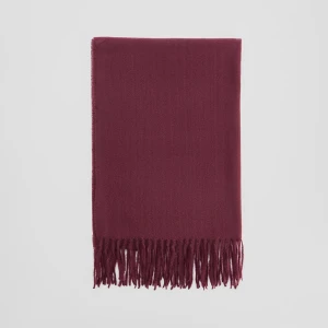 Dzianinowy szalik z frędzlami i wiskozą w składzie śliwkowy House