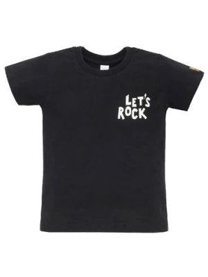 Dzianinowy t-shirt chłopięcy Let's rock czarny Pinokio