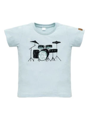 Dzianinowy t-shirt chłopięcy Let's rock niebieski Pinokio