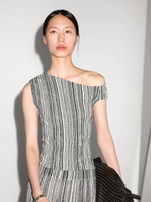 Dzianinowy Top W Paski - Czarny - - Massimo Dutti - Female