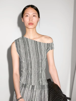 Dzianinowy Top W Paski - Czarny - - Massimo Dutti - Kobieta