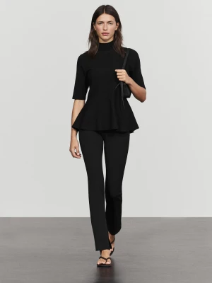 Dzianinowy Top Z Baskinką - Czarny - Massimo Dutti - Female