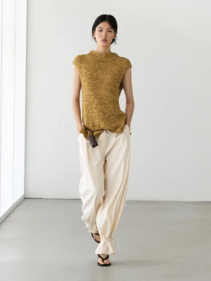 Dzianinowy Top Z Bawełną - Curry - - Massimo Dutti - Kobieta