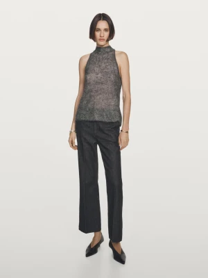 Dzianinowy Top Z Dekoltem Halter Alpaki I Wełny - Szary Antracytowy - - Massimo Dutti - Kobieta