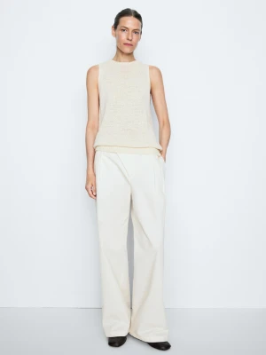 Dzianinowy Top Z Dekoltem Halter I Jedwabiem – Studio - Surowy - Massimo Dutti - Female