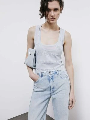 Dzianinowy top z perforowanym logo PATRIZIA PEPE