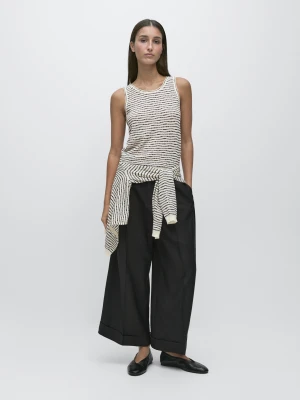 Dzianinowy Top Ze 100% Bawełny - Surowy - - Massimo Dutti - Kobieta