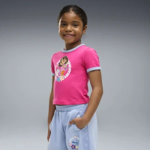 Dziecięca dopasowana koszulka PUMA × DORA THE EXPLORER Ringer, Odzież, Różowy