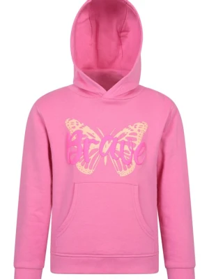Dziecięca bluza z kapturem — napis Brave i grafika motyla - Pink Mountain Warehouse