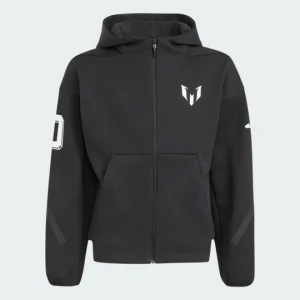 DZIECIĘCA BLUZA Z KAPTUREM Z SUWAKIEM NA CAŁEJ DŁUGOŚCI MESSI ZNE Adidas czarny