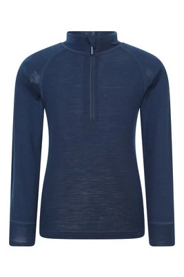 Dziecięca bluzka zasuwana do połowy z wełny merynosów - Navy Mountain Warehouse