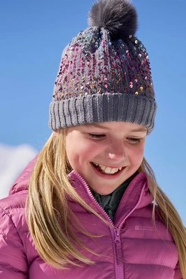 Dziecięca czapka z pomponem podszyta polarem z cekinami - Grey Mountain Warehouse