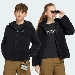 Dziecięca kurtka polarowa z kapturem i suwakiem na całej długości Terrex Xploric Adidas czarny