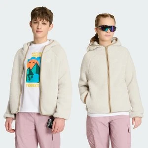 Dziecięca kurtka polarowa z kapturem i suwakiem na całej długości Terrex Xploric Adidas beżowy