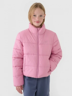 Dziecięca kurtka puchowa pikowana 4F 4FJRAW24TDJAU668 - różowa 4F JUNIOR