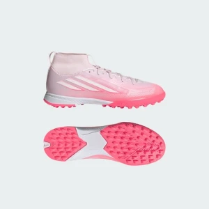 Dziecięce buty piłkarskie F50 Sparkfusion League Mid Cut na sztuczną murawę Adidas różowy