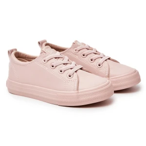 Dziecięce eko-skórzane trampki Big Star JJ374022 nude różowe