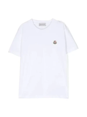 Dziecięcy Biały T-shirt z Logo Patch Moncler