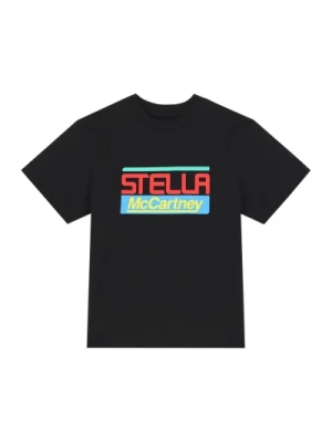 Dziecięcy Czarny T-shirt z Wielokolorowym Nadrukiem Logo Stella McCartney