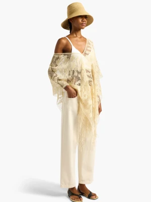 DZIERGANE BEŻOWE PONCZO LIVIANA CONTI