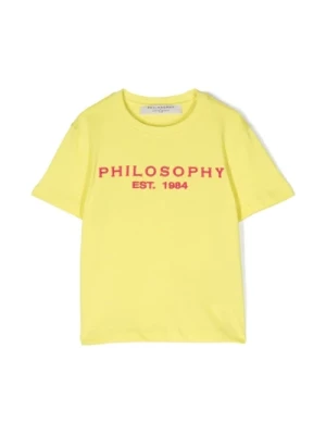 Dziewczęca Bawełniana Koszulka z Logo Żółta Philosophy di Lorenzo Serafini