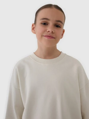 Dziewczęca bluza dresowa bez kaptura nierozpinana 4F 4FJWSS25TSWSF1479 - beżowa 4F JUNIOR