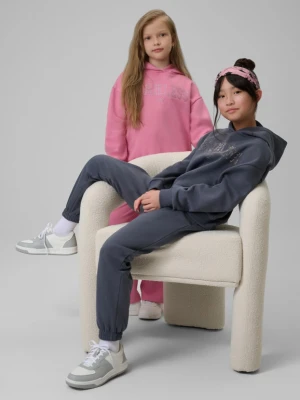 Dziewczęca bluza dresowa nierozpinana z kapturem 4F 4FJRSS26TSWSF2627 - szara 4F JUNIOR
