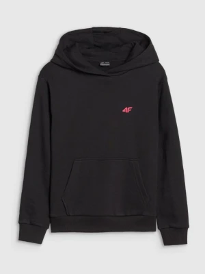 Dziewczęca bluza dresowa nierozpinana z kapturem 4F 4FJWSS25TSWSF1707 - czarna 4F JUNIOR