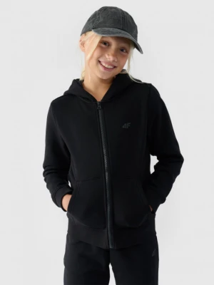 Dziewczęca bluza dresowa rozpinana z kapturem 4F 4FJWMM00TSWSF1315 - czarna 4F JUNIOR